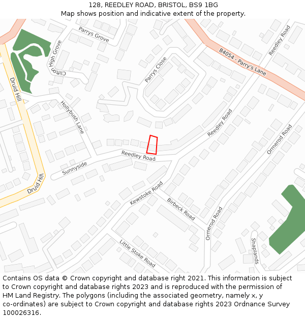 128, REEDLEY ROAD, BRISTOL, BS9 1BG: Location map and indicative extent of plot