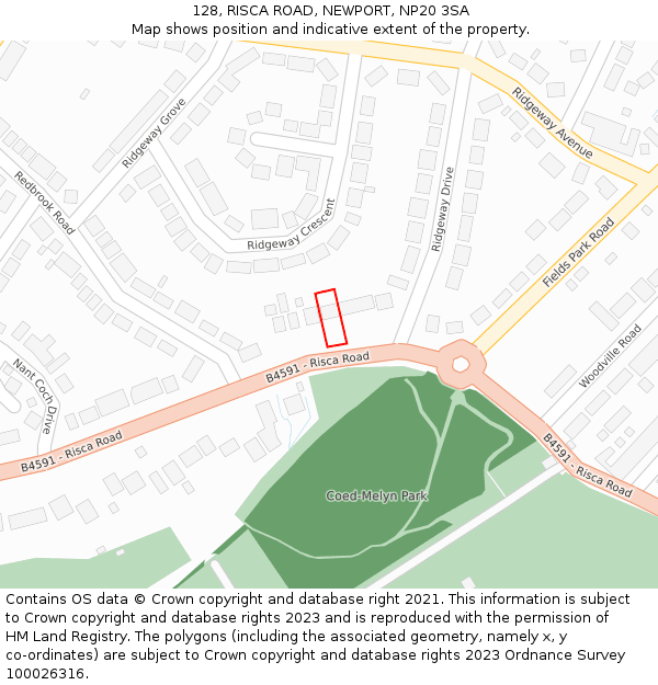 128, RISCA ROAD, NEWPORT, NP20 3SA: Location map and indicative extent of plot