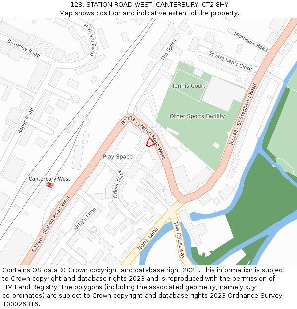 128, STATION ROAD WEST, CANTERBURY, CT2 8HY: Location map and indicative extent of plot