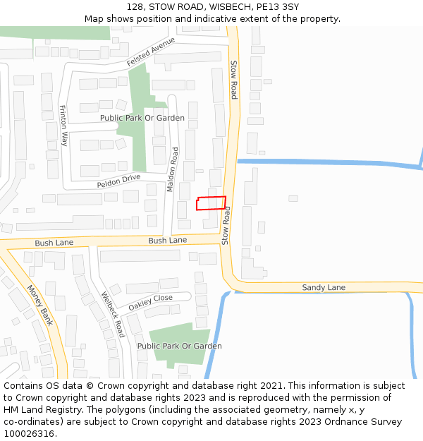 128, STOW ROAD, WISBECH, PE13 3SY: Location map and indicative extent of plot