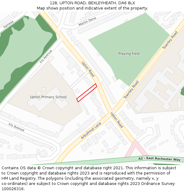 128, UPTON ROAD, BEXLEYHEATH, DA6 8LX: Location map and indicative extent of plot