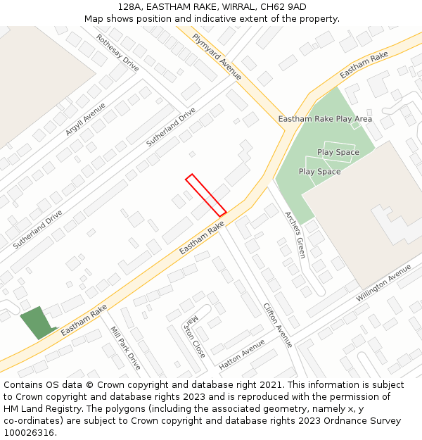 128A, EASTHAM RAKE, WIRRAL, CH62 9AD: Location map and indicative extent of plot