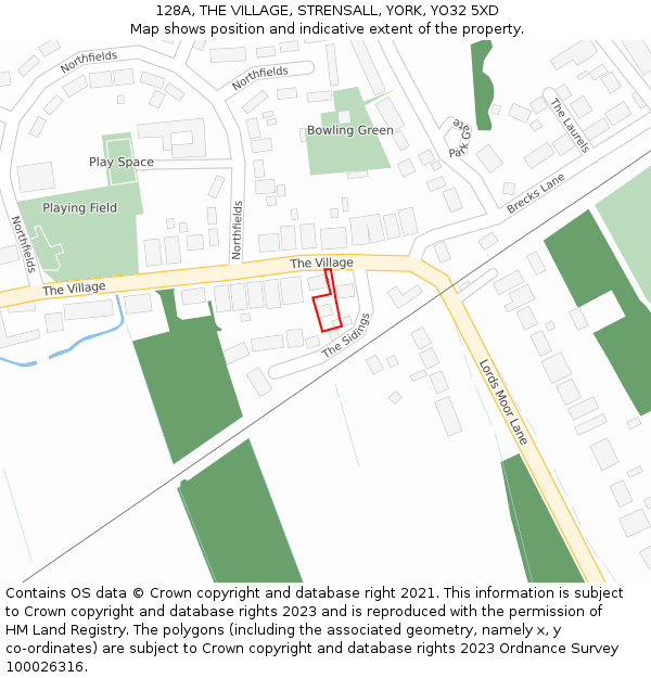 128A, THE VILLAGE, STRENSALL, YORK, YO32 5XD: Location map and indicative extent of plot