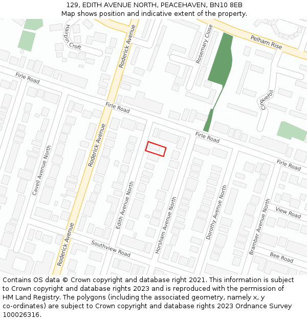 129, EDITH AVENUE NORTH, PEACEHAVEN, BN10 8EB: Location map and indicative extent of plot