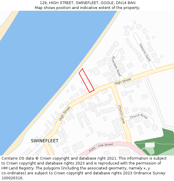 129, HIGH STREET, SWINEFLEET, GOOLE, DN14 8AN: Location map and indicative extent of plot