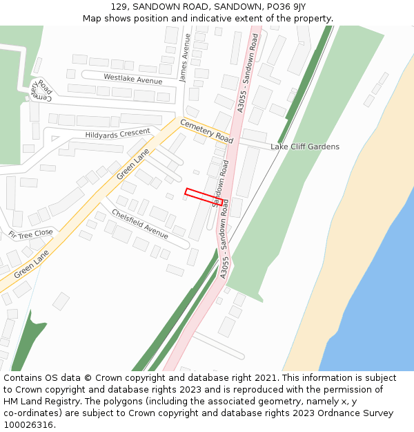 129, SANDOWN ROAD, SANDOWN, PO36 9JY: Location map and indicative extent of plot