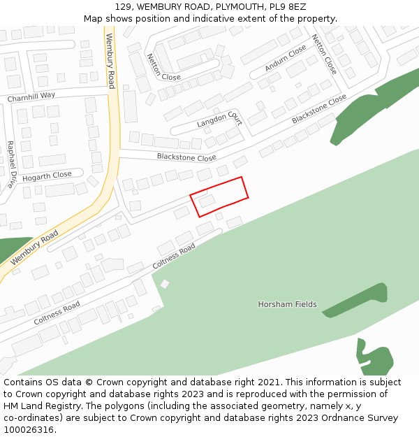 129, WEMBURY ROAD, PLYMOUTH, PL9 8EZ: Location map and indicative extent of plot