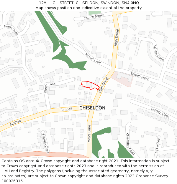 12A, HIGH STREET, CHISELDON, SWINDON, SN4 0NQ: Location map and indicative extent of plot