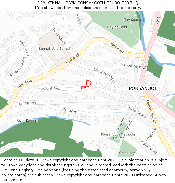 12A, KENNALL PARK, PONSANOOTH, TRURO, TR3 7HQ: Location map and indicative extent of plot