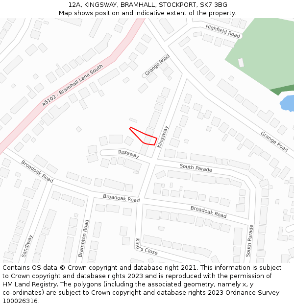 12A, KINGSWAY, BRAMHALL, STOCKPORT, SK7 3BG: Location map and indicative extent of plot