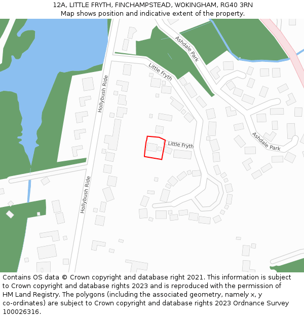 12A, LITTLE FRYTH, FINCHAMPSTEAD, WOKINGHAM, RG40 3RN: Location map and indicative extent of plot