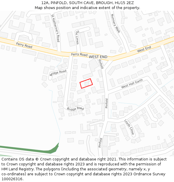 12A, PINFOLD, SOUTH CAVE, BROUGH, HU15 2EZ: Location map and indicative extent of plot