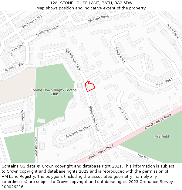 12A, STONEHOUSE LANE, BATH, BA2 5DW: Location map and indicative extent of plot