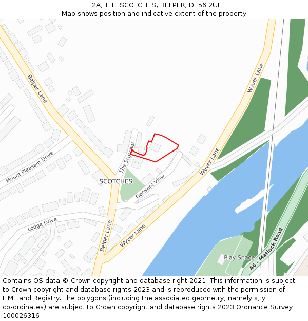 12A, THE SCOTCHES, BELPER, DE56 2UE: Location map and indicative extent of plot