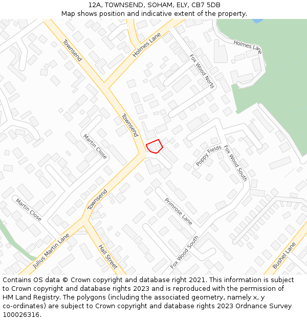 12A, TOWNSEND, SOHAM, ELY, CB7 5DB: Location map and indicative extent of plot