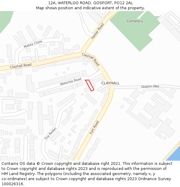 12A, WATERLOO ROAD, GOSPORT, PO12 2AL: Location map and indicative extent of plot