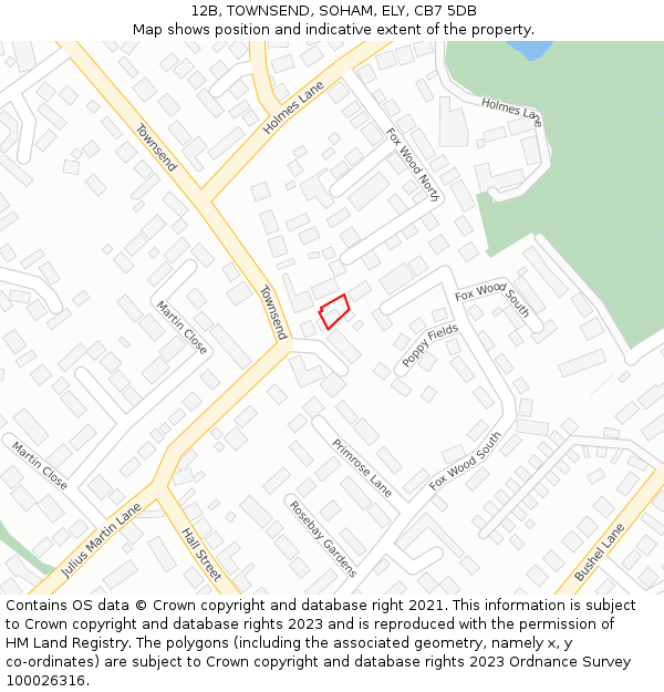 12B, TOWNSEND, SOHAM, ELY, CB7 5DB: Location map and indicative extent of plot