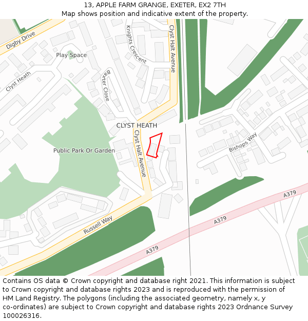 13, APPLE FARM GRANGE, EXETER, EX2 7TH: Location map and indicative extent of plot