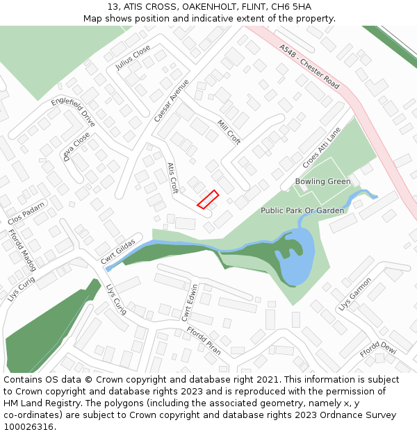 13, ATIS CROSS, OAKENHOLT, FLINT, CH6 5HA: Location map and indicative extent of plot