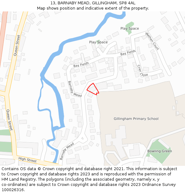 13, BARNABY MEAD, GILLINGHAM, SP8 4AL: Location map and indicative extent of plot