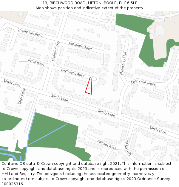 13, BIRCHWOOD ROAD, UPTON, POOLE, BH16 5LE: Location map and indicative extent of plot