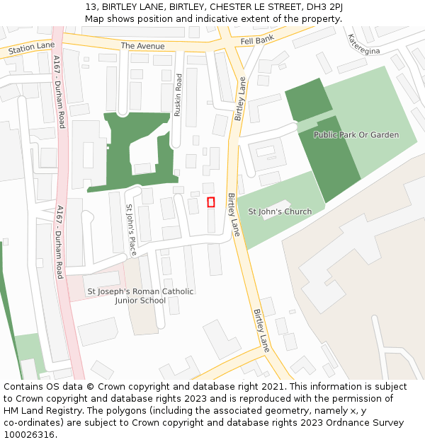 13, BIRTLEY LANE, BIRTLEY, CHESTER LE STREET, DH3 2PJ: Location map and indicative extent of plot