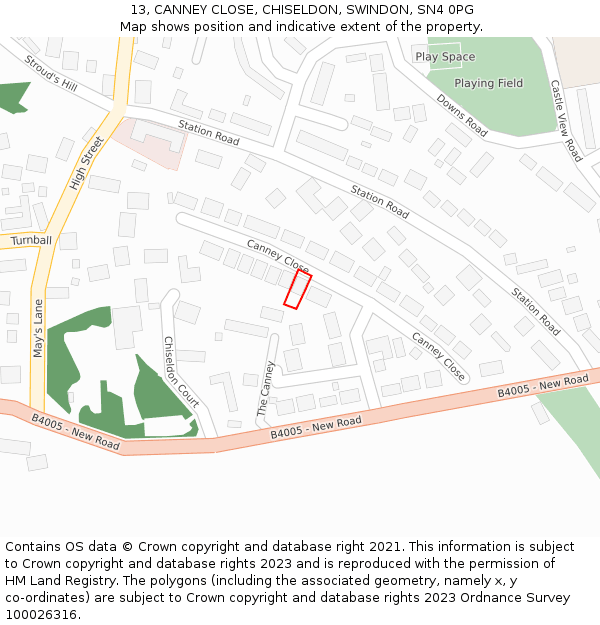 13, CANNEY CLOSE, CHISELDON, SWINDON, SN4 0PG: Location map and indicative extent of plot