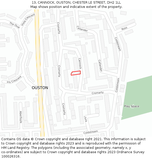 13, CANNOCK, OUSTON, CHESTER LE STREET, DH2 1LL: Location map and indicative extent of plot