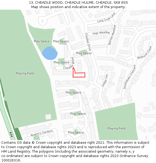 13, CHEADLE WOOD, CHEADLE HULME, CHEADLE, SK8 6SS: Location map and indicative extent of plot