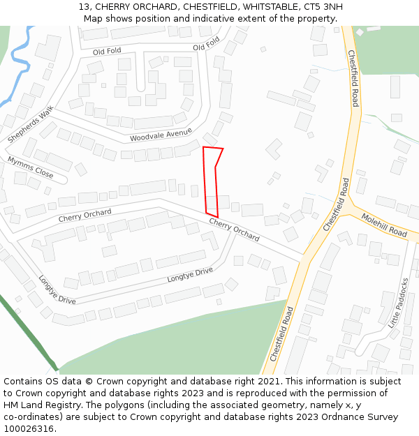 13, CHERRY ORCHARD, CHESTFIELD, WHITSTABLE, CT5 3NH: Location map and indicative extent of plot