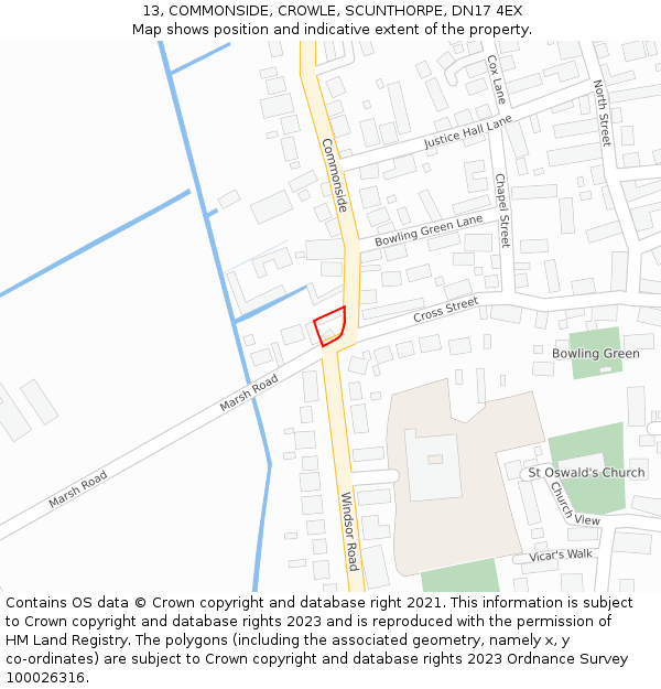 13, COMMONSIDE, CROWLE, SCUNTHORPE, DN17 4EX: Location map and indicative extent of plot