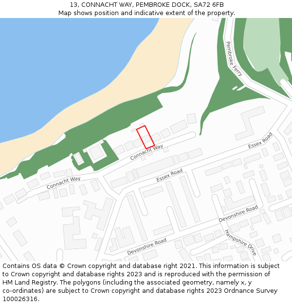 13, CONNACHT WAY, PEMBROKE DOCK, SA72 6FB: Location map and indicative extent of plot