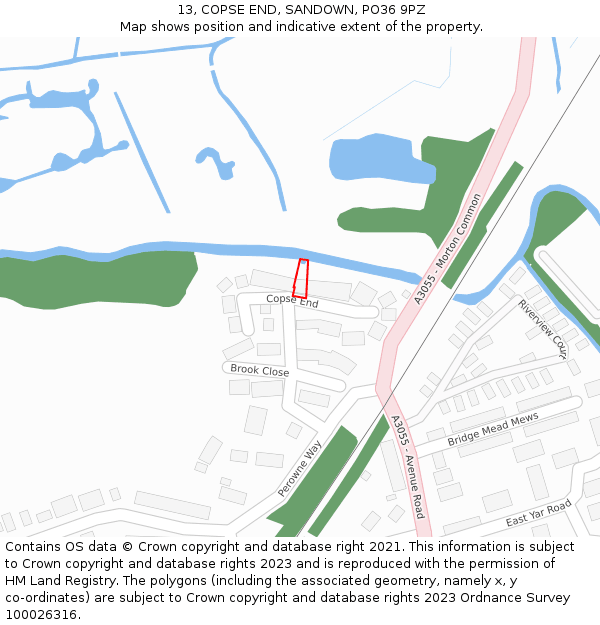 13, COPSE END, SANDOWN, PO36 9PZ: Location map and indicative extent of plot