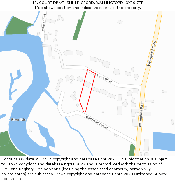 13, COURT DRIVE, SHILLINGFORD, WALLINGFORD, OX10 7ER: Location map and indicative extent of plot