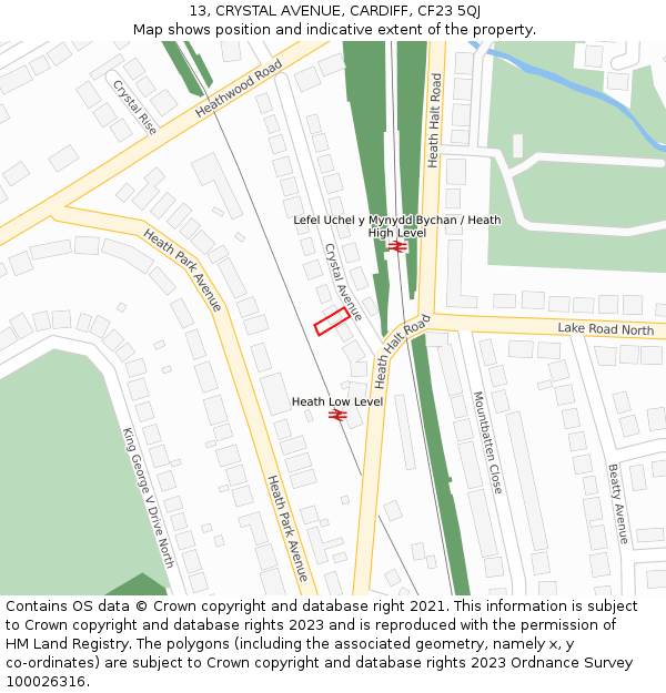 13, CRYSTAL AVENUE, CARDIFF, CF23 5QJ: Location map and indicative extent of plot