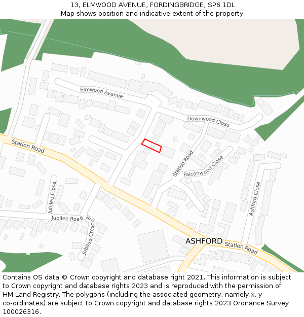 13, ELMWOOD AVENUE, FORDINGBRIDGE, SP6 1DL: Location map and indicative extent of plot