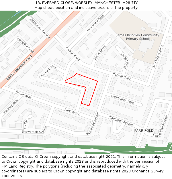 13, EVERARD CLOSE, WORSLEY, MANCHESTER, M28 7TY: Location map and indicative extent of plot