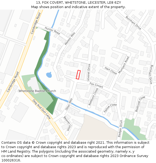 13, FOX COVERT, WHETSTONE, LEICESTER, LE8 6ZY: Location map and indicative extent of plot