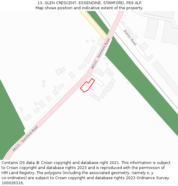 13, GLEN CRESCENT, ESSENDINE, STAMFORD, PE9 4LP: Location map and indicative extent of plot