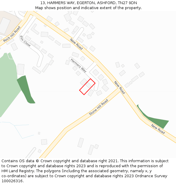 13, HARMERS WAY, EGERTON, ASHFORD, TN27 9DN: Location map and indicative extent of plot
