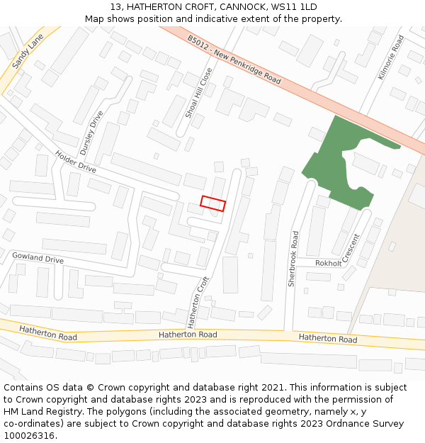 13, HATHERTON CROFT, CANNOCK, WS11 1LD: Location map and indicative extent of plot