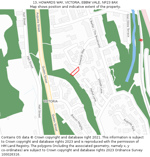 13, HOWARDS WAY, VICTORIA, EBBW VALE, NP23 8AX: Location map and indicative extent of plot