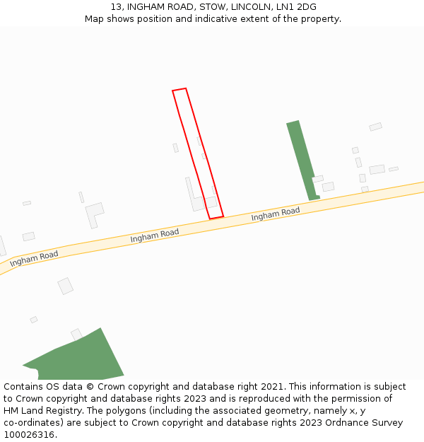 13, INGHAM ROAD, STOW, LINCOLN, LN1 2DG: Location map and indicative extent of plot