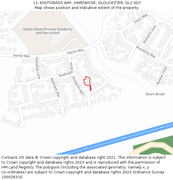 13, KNOTGRASS WAY, HARDWICKE, GLOUCESTER, GL2 4DY: Location map and indicative extent of plot