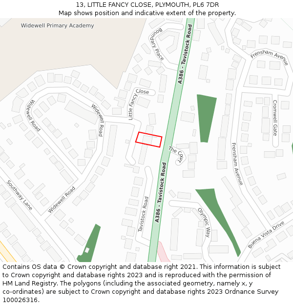 13, LITTLE FANCY CLOSE, PLYMOUTH, PL6 7DR: Location map and indicative extent of plot