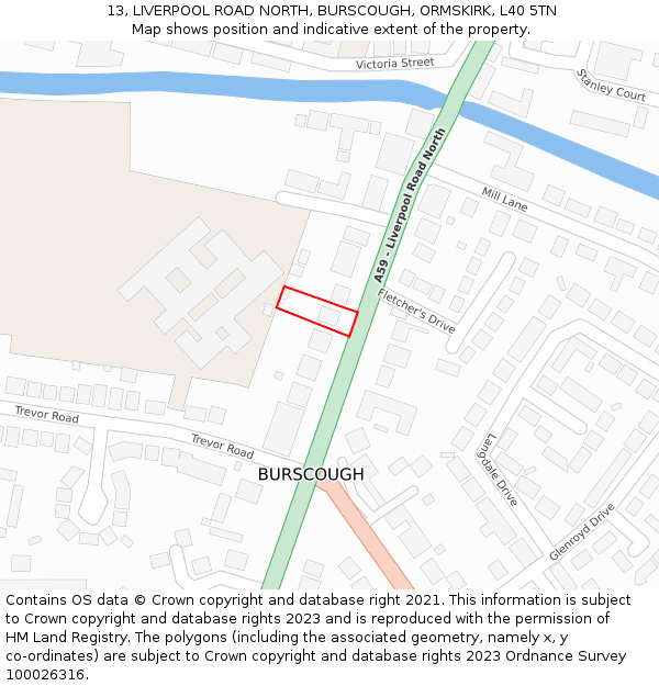 13, LIVERPOOL ROAD NORTH, BURSCOUGH, ORMSKIRK, L40 5TN: Location map and indicative extent of plot