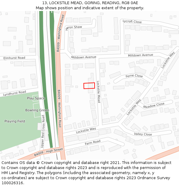 13, LOCKSTILE MEAD, GORING, READING, RG8 0AE: Location map and indicative extent of plot