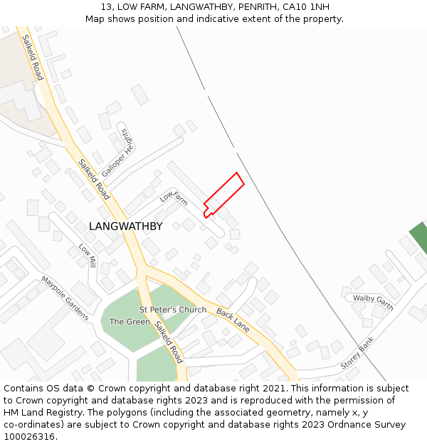 13, LOW FARM, LANGWATHBY, PENRITH, CA10 1NH: Location map and indicative extent of plot