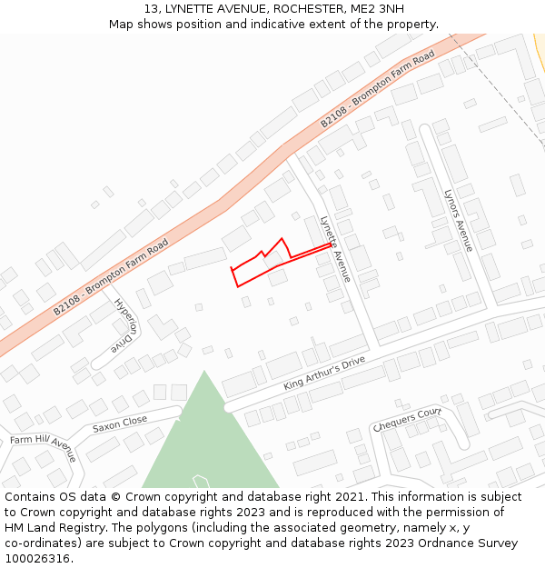 13, LYNETTE AVENUE, ROCHESTER, ME2 3NH: Location map and indicative extent of plot