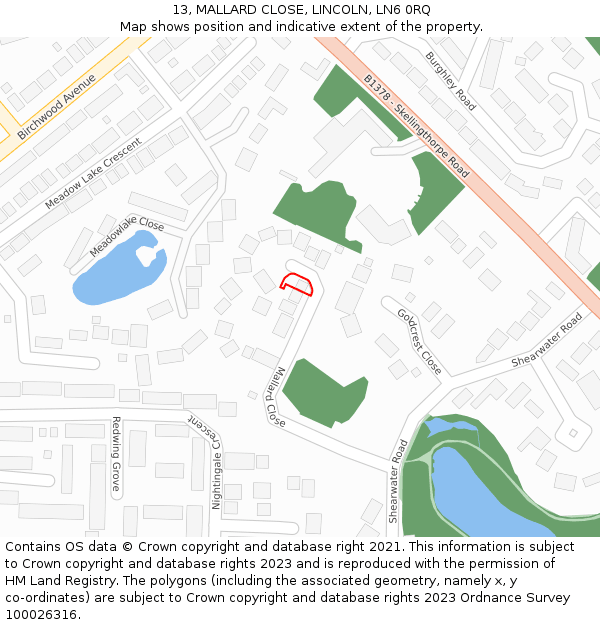 13, MALLARD CLOSE, LINCOLN, LN6 0RQ: Location map and indicative extent of plot